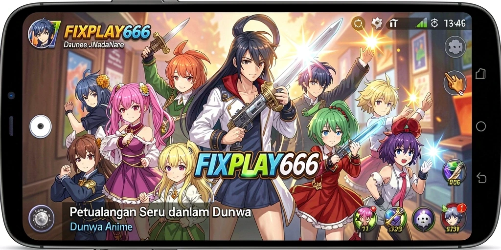 Gambaran gameplay FIXPLAY666 dengan karakter anime yang dinamis.