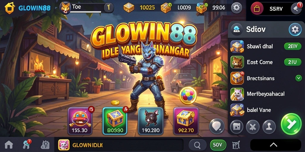 Tampilan gameplay GLOWIN88 dengan karakter dan sumber daya yang menarik.