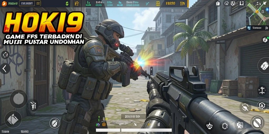 Tampilan gameplay HOKI9 yang intens dan penuh aksi dalam pertempuran FPS.