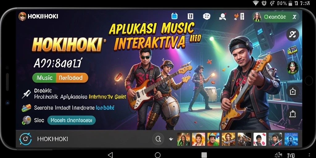 Tampilan gameplay HOKIHOKI dengan berbagai lagu interaktif yang menarik.