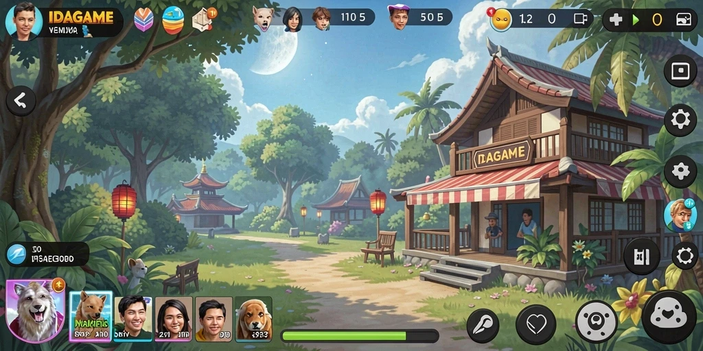 Tampilan gameplay IDAGAME yang ceria dan penuh warna.