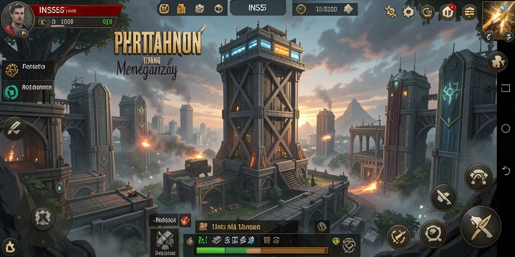 Gameplay INS55 yang intens dan strategis dalam pertahanan menara.