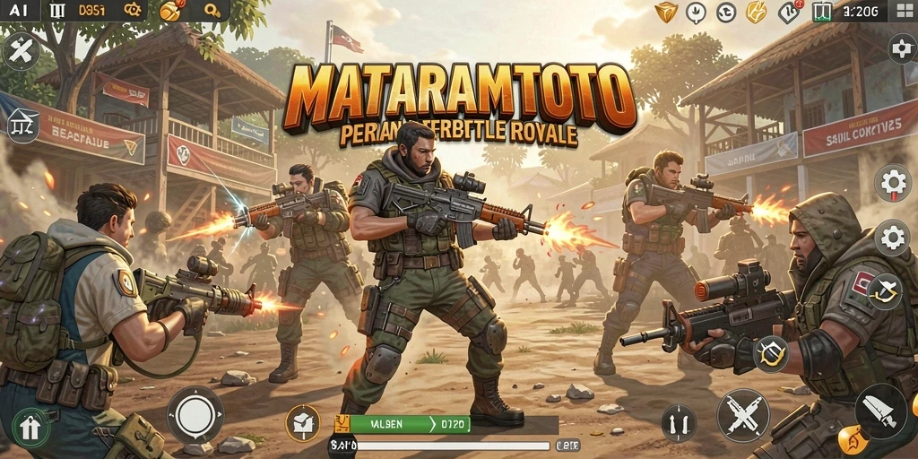 Screenshot utama dari gameplay Battle Royale MATARAMTOTO yang mendebarkan.