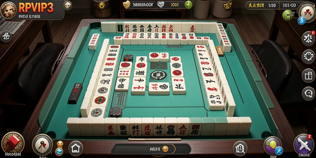 Screenshot RPVIP3 menampilkan aksi seru dalam permainan Mahjong.