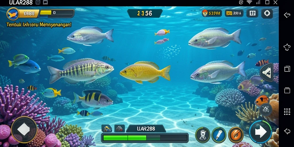 Tampilan gameplay ULAR288 saat menembak ikan.