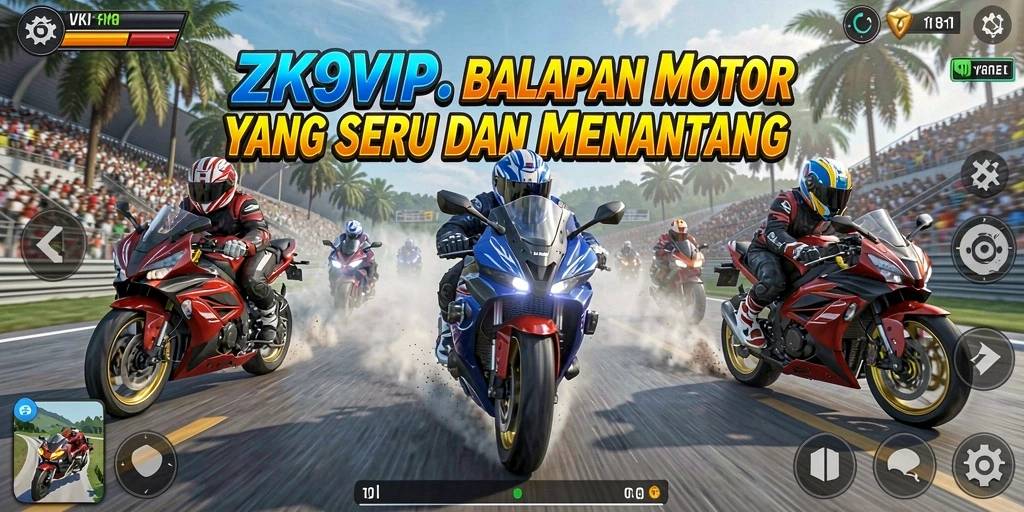Tampilan gameplay ZK9VIP yang mendebarkan dan penuh aksi balapan motor.